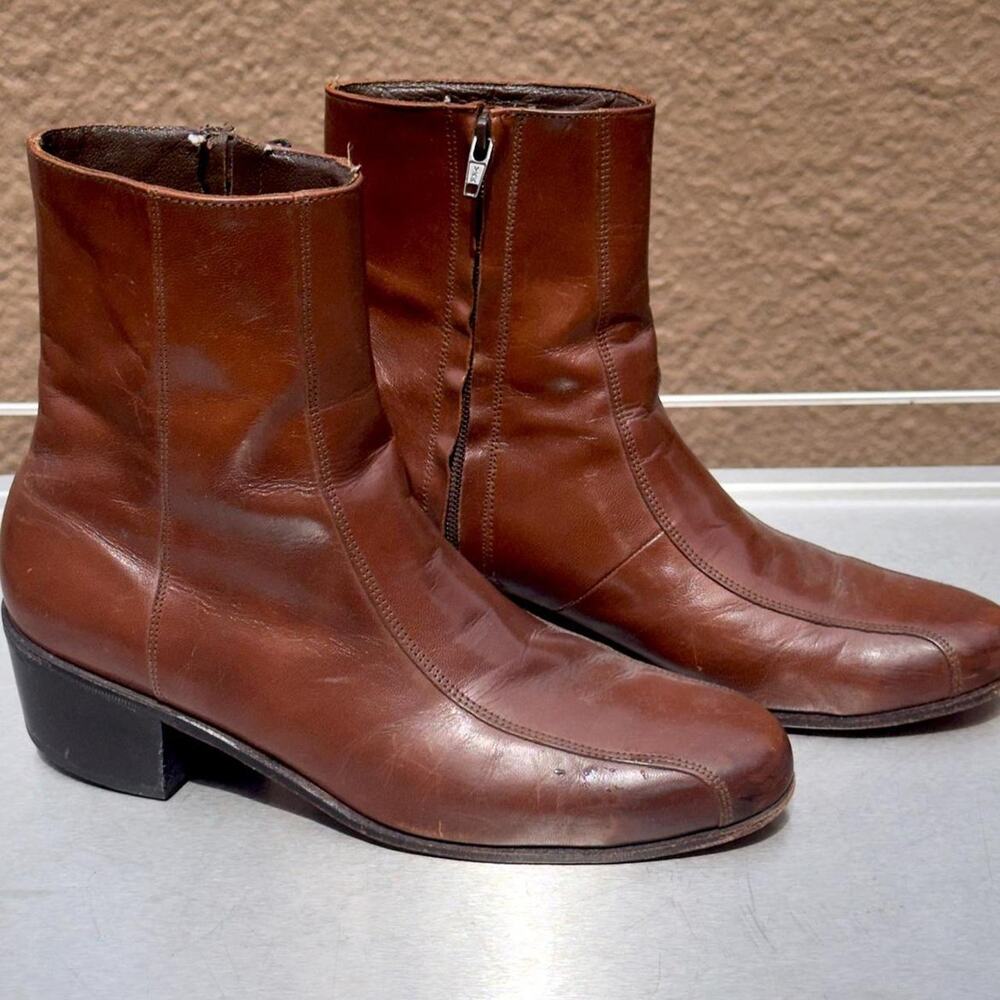 Florsheim Black Leather Zip Up Boots - Size 7 1/2 3E